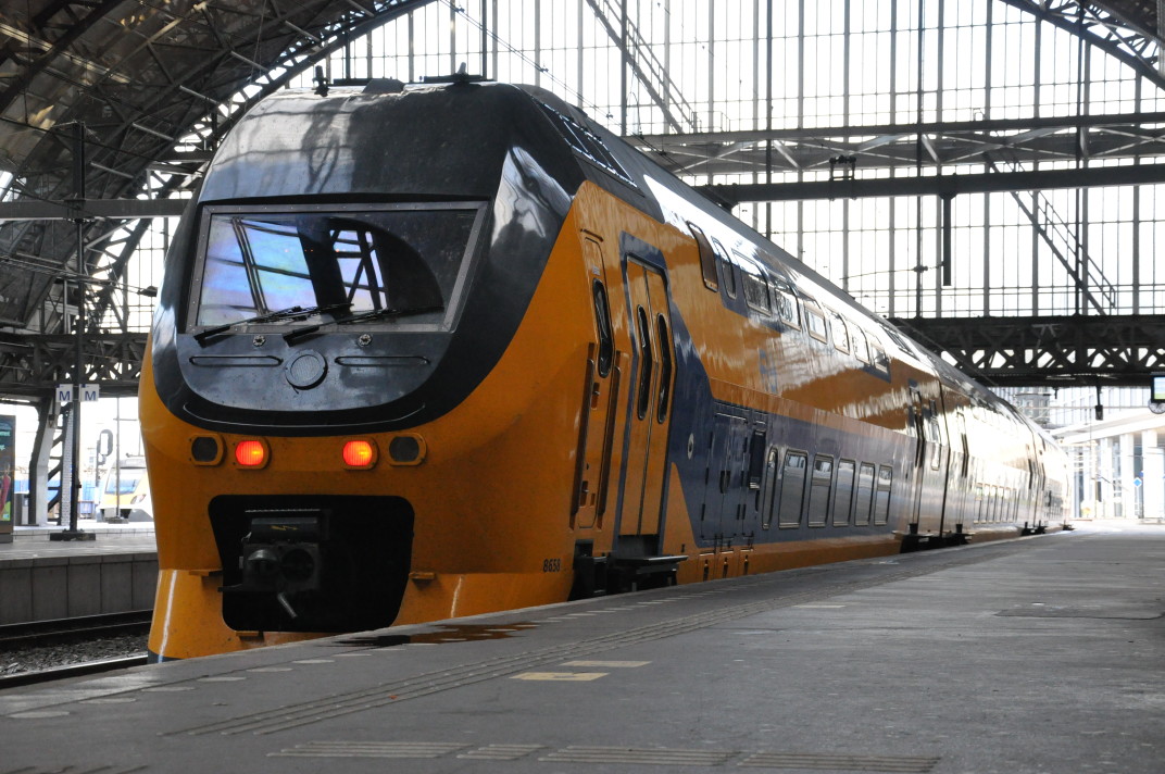 An empty NS VIRMm train on Amsterdam Central station, when there were no trains running due to a software error, 6th of April 2022.